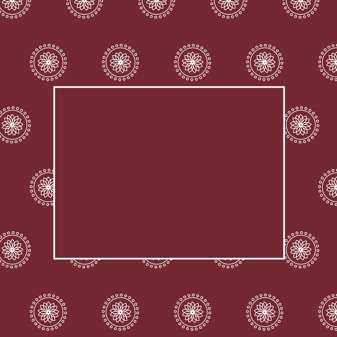 Red and White Floral Motif on Transparent Background