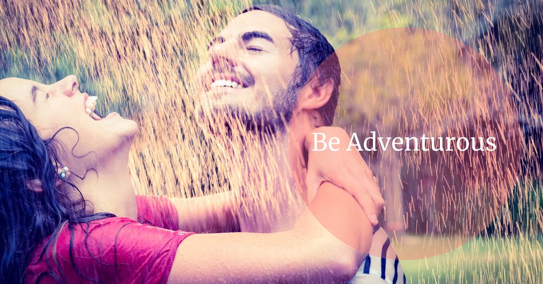 Joyful Couple Embracing Spontaneous Rain Adventure