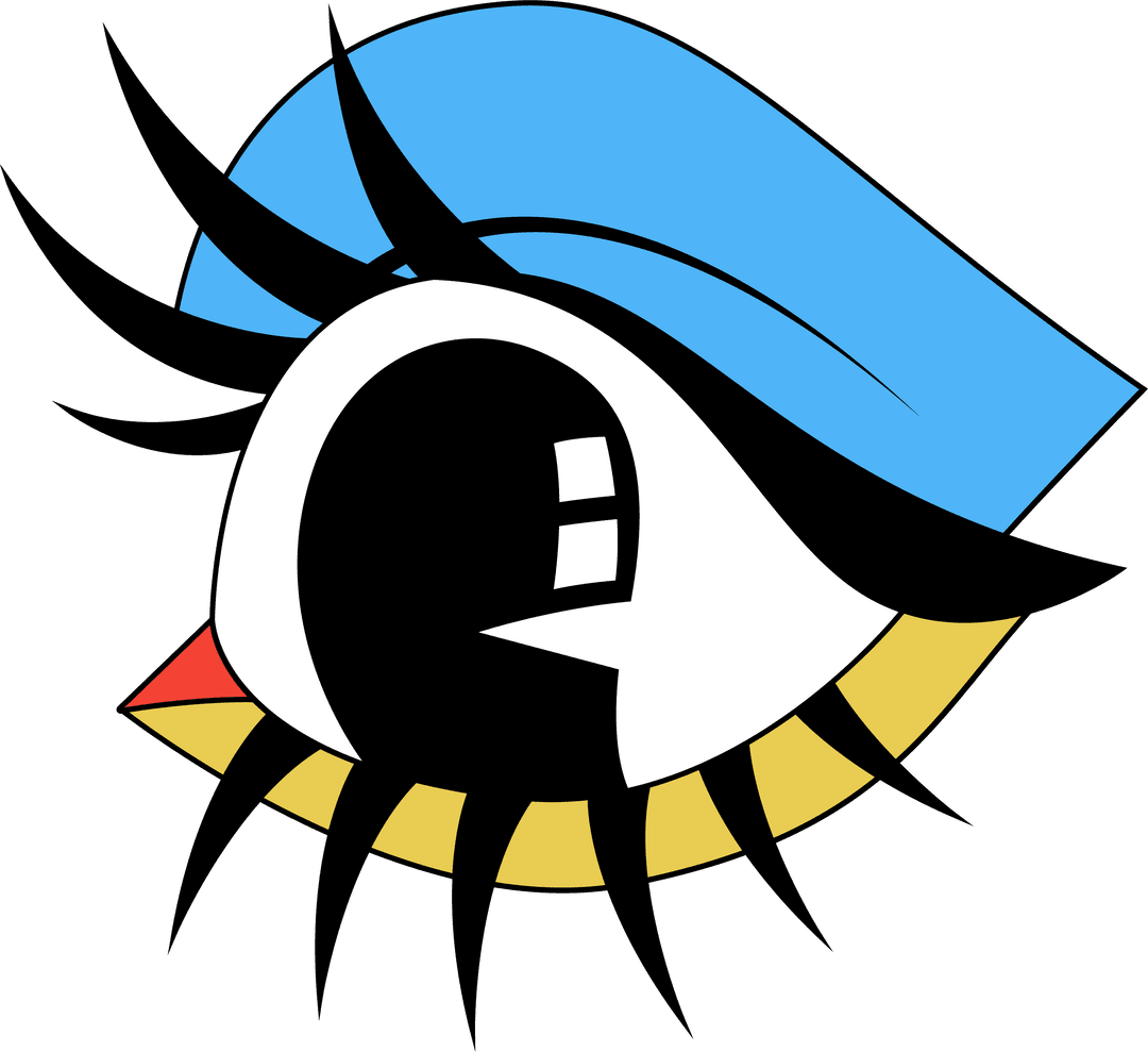Stylized Abstract Eye Illustration with Blue Eyelid in Minimalistic Vector