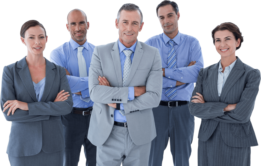 Confident Business Team Standing Together Transparency