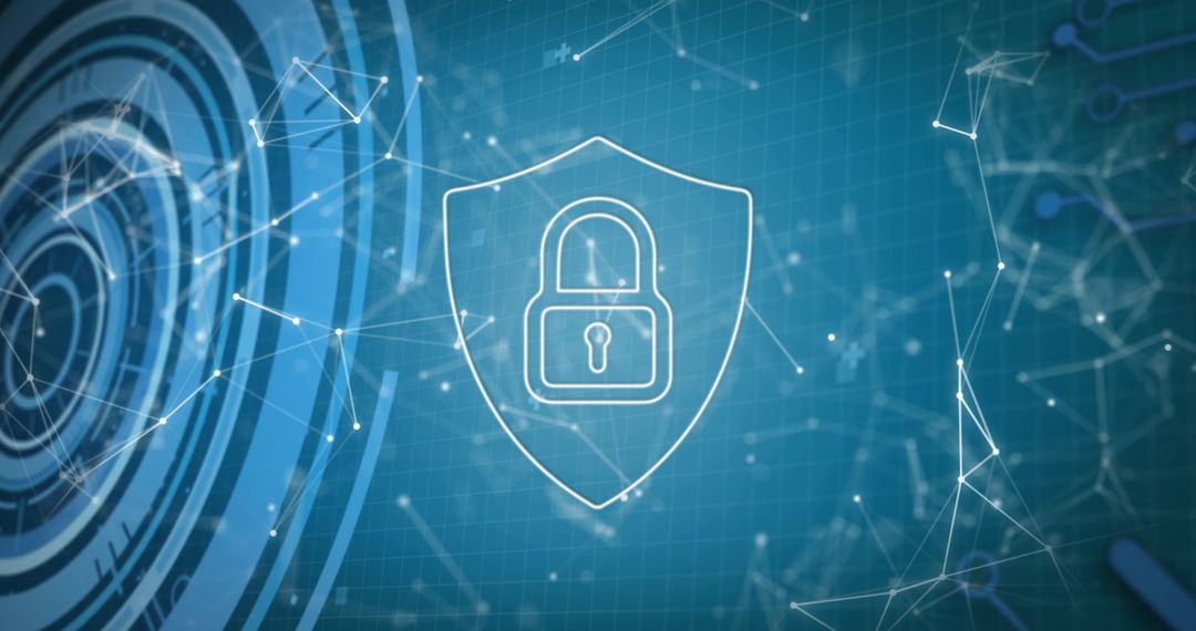 Global Internet Security Represented by Digital Padlock and Connections