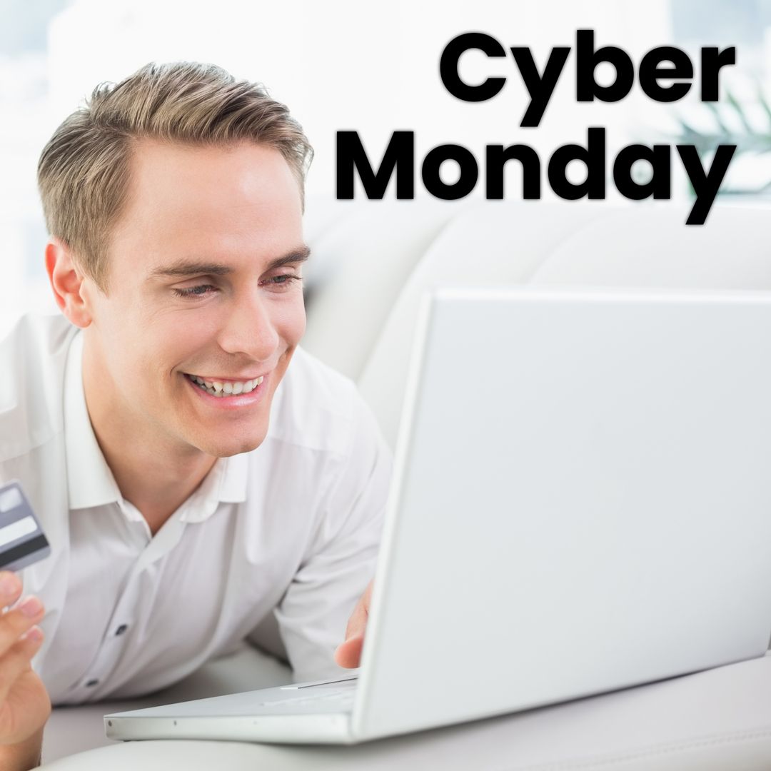 Happy Man Online Shopping During Cyber Monday Sale
