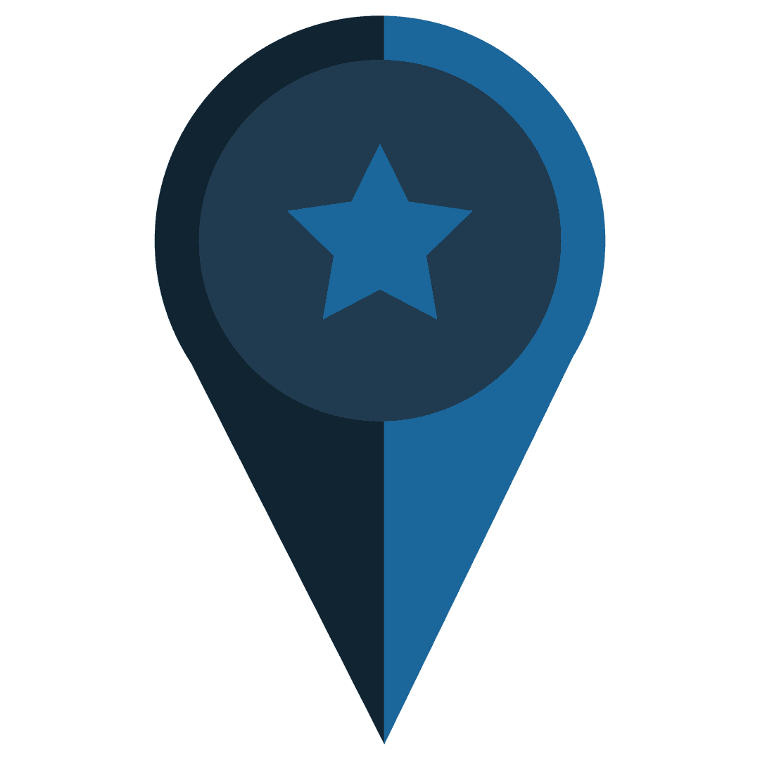 Blue Destination Pin with Star on Transparent Background