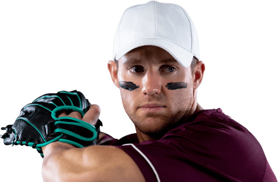 Transparent Baseball Player Preparing to Pitch Wearing Eye Black