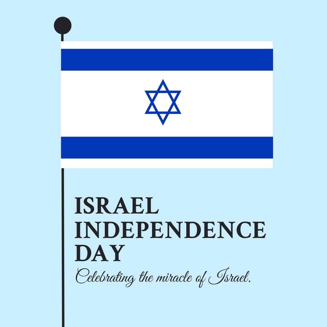 Israel Independence Day Celebration Flag and Text Design