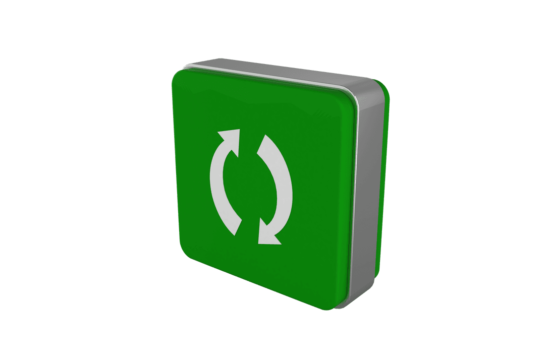 Transparent Green Brick with Recycling Arrows Illustration