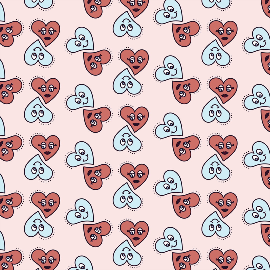 Cheerful Heart Pattern with Transparent Background