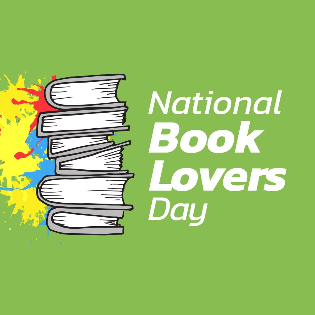 National Book Lovers Day Celebration Illustration with Books and Colorful Background