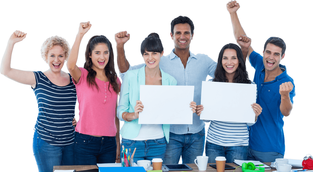 Transparent Enthusiastic Team Celebrating Success