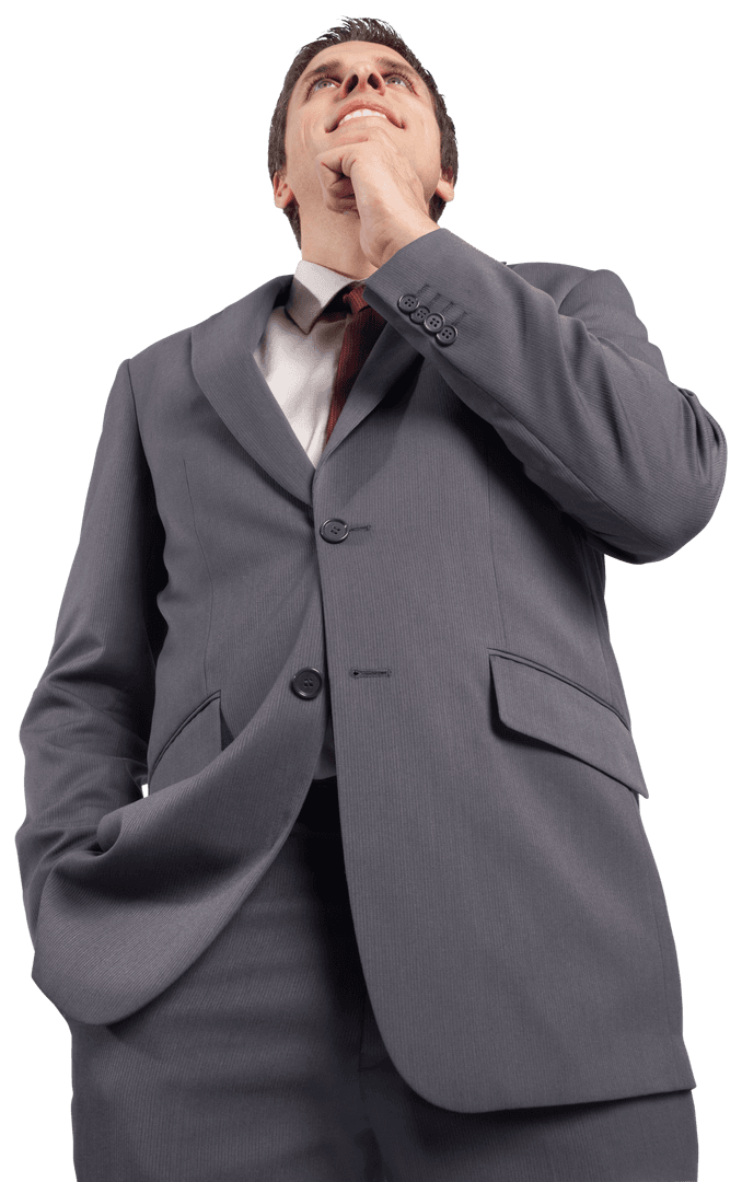 Transparent Pensive Businessman Contemplating Decision
