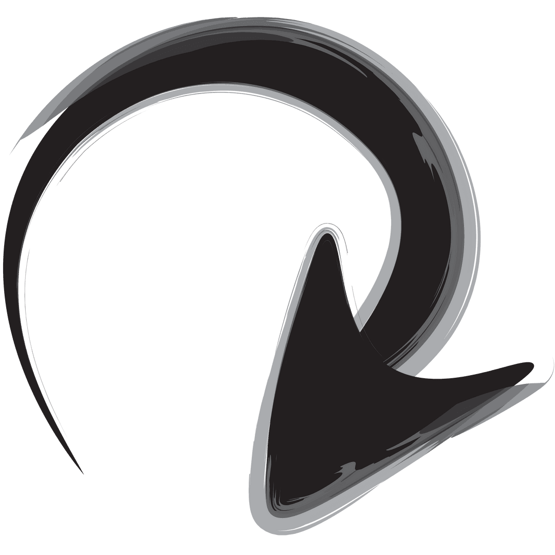 Curved Black Arrow Illustrating Direction on Transparent Background