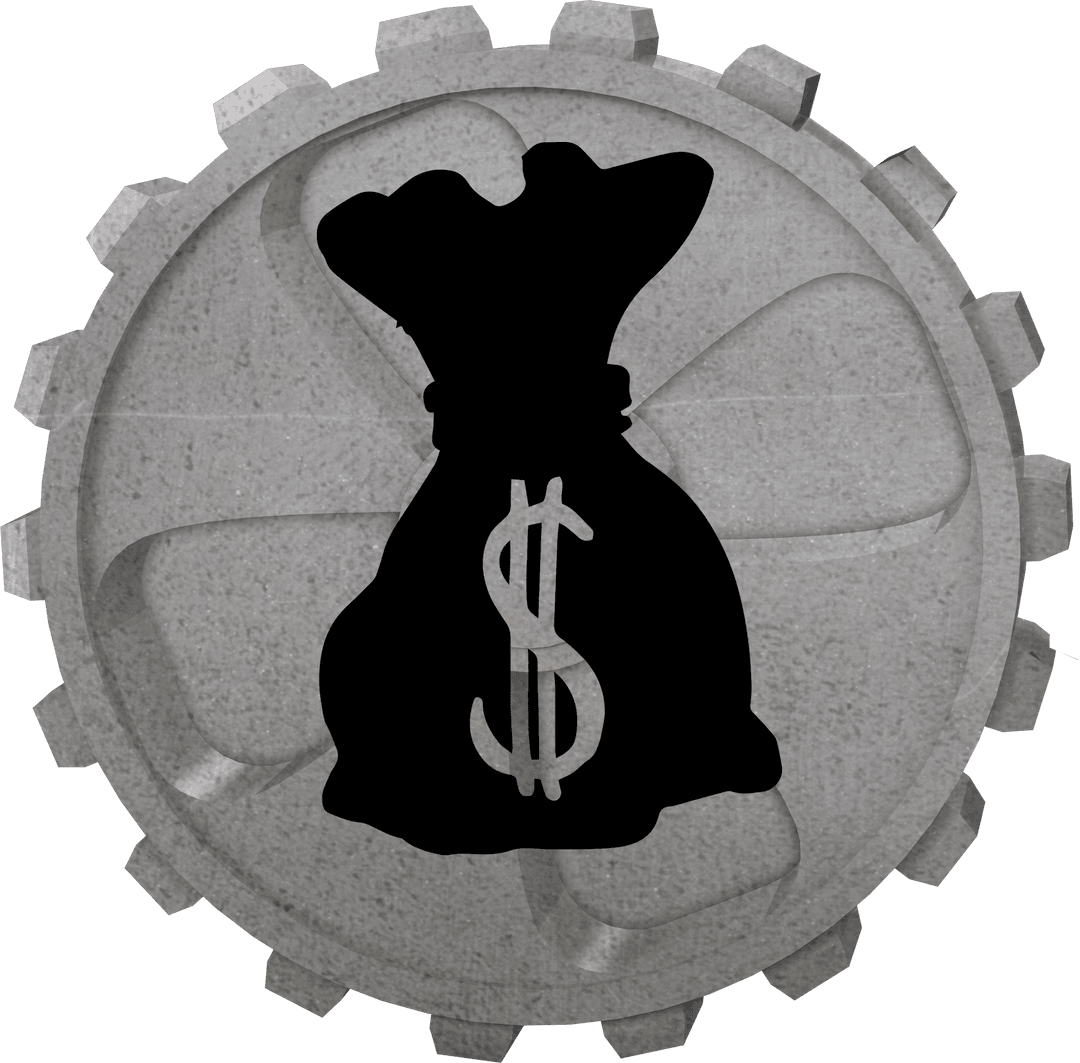 Transparent Cogwheel with Money Sack Symbol Illustration