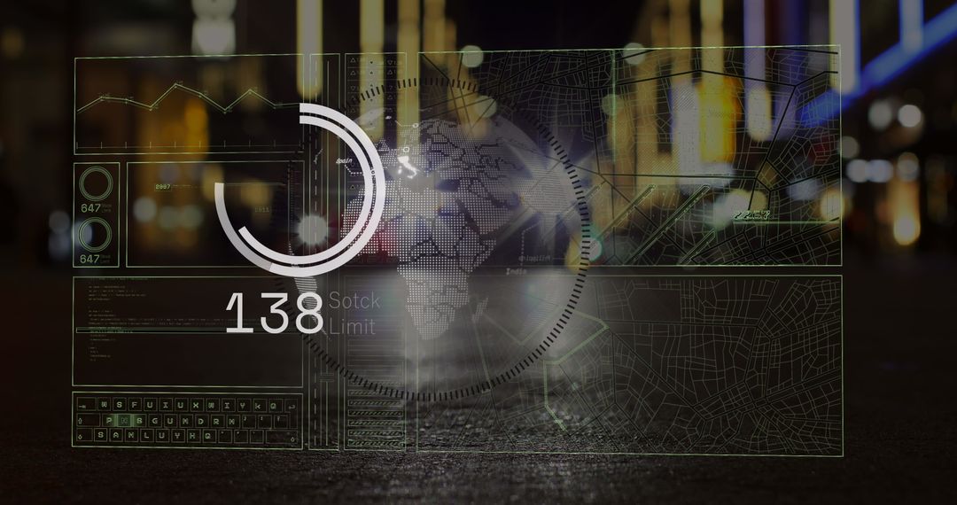 Futuristic Technology Interface Display in Urban Environment