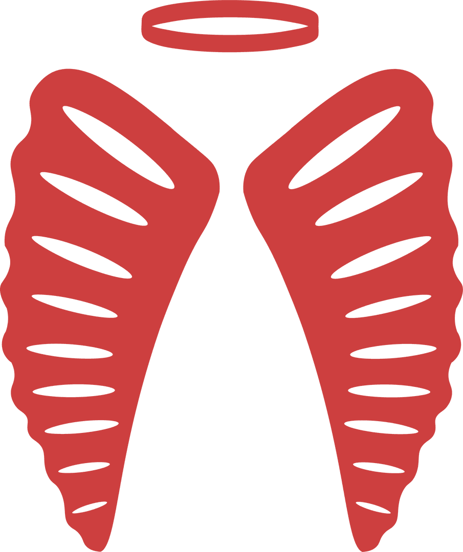 Red Halo and Wings Illustration on Transparent Background
