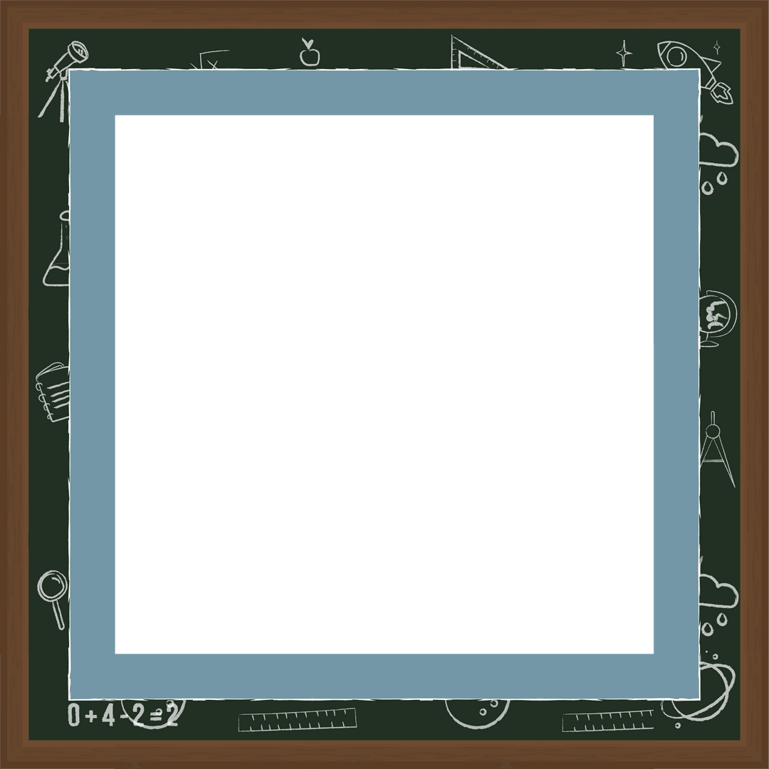 Transparent Blue Layers with Educational Chalkboard Framing