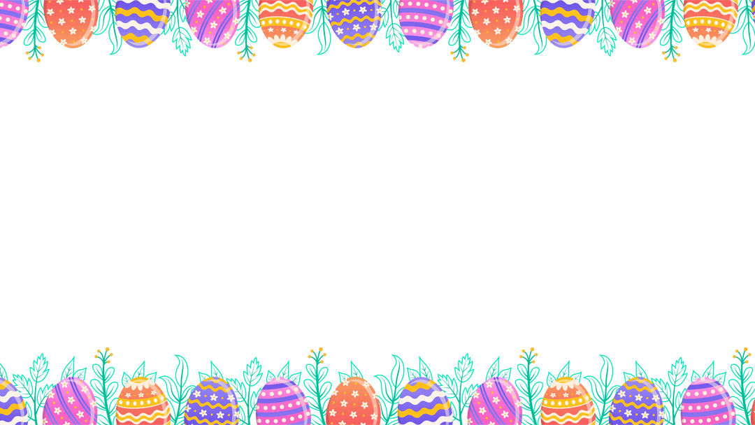 Colorful Easter Eggs Border on Transparent Background