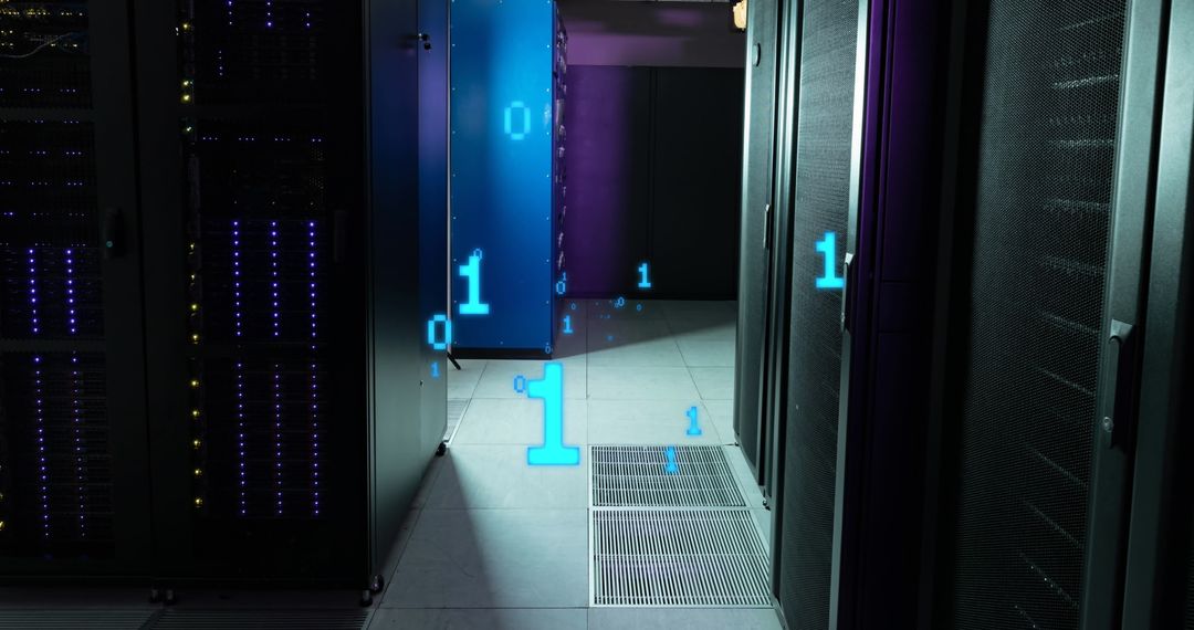 Digital Data Stream in Modern Computer Server Room