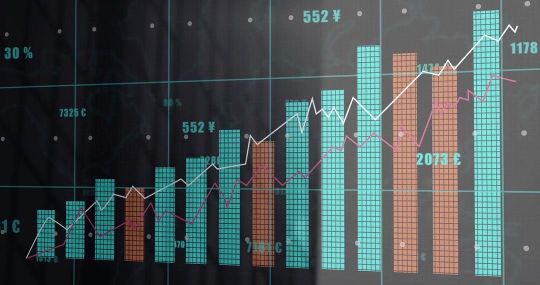 Futuristic Financial Chart on Glass Display Showing Growth Trends