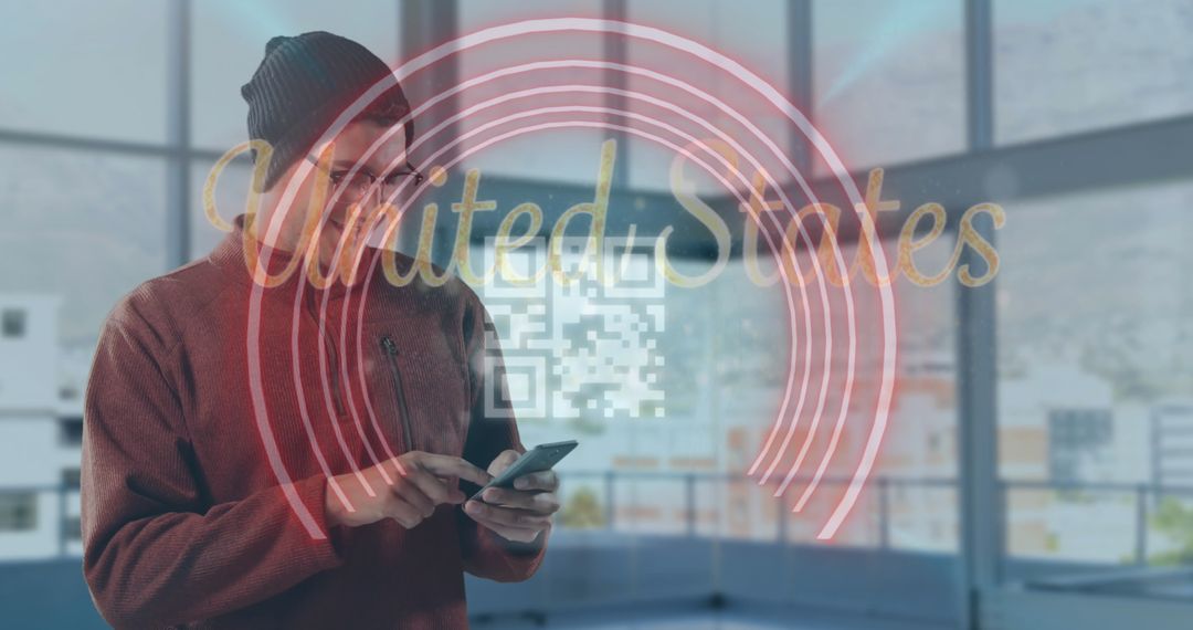 Man Interacting with AR Display Highlighting Technology and Innovation