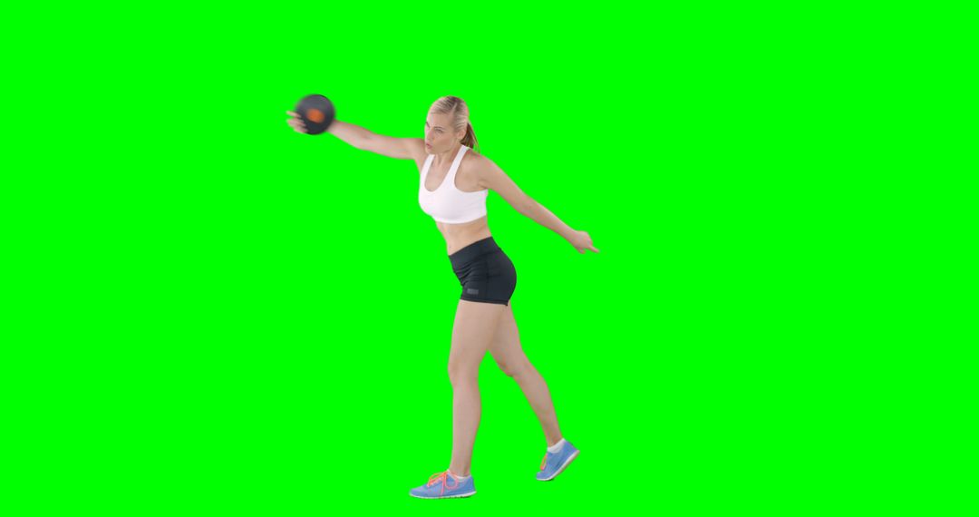 Young Woman Exercising with Kettlebell Against Green Screen Background - Free Images, Stock Photos and Pictures on Pikwizard.com