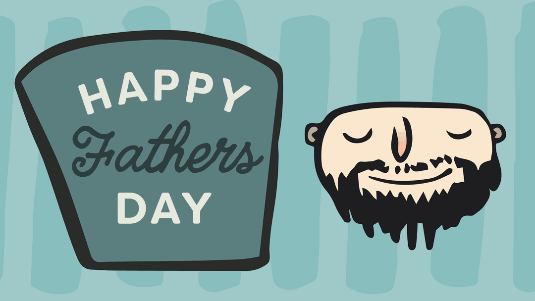 Transparent Father's Day Card with Smiling Cartoon Dad