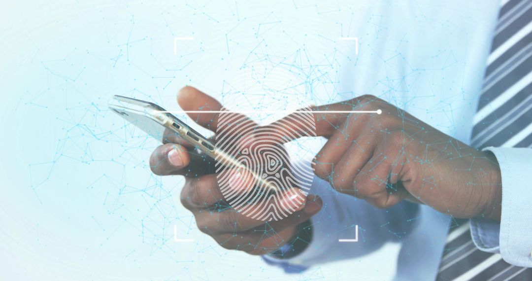 Businessman Accessing Secure Banking Through Mobile with Fingerprint