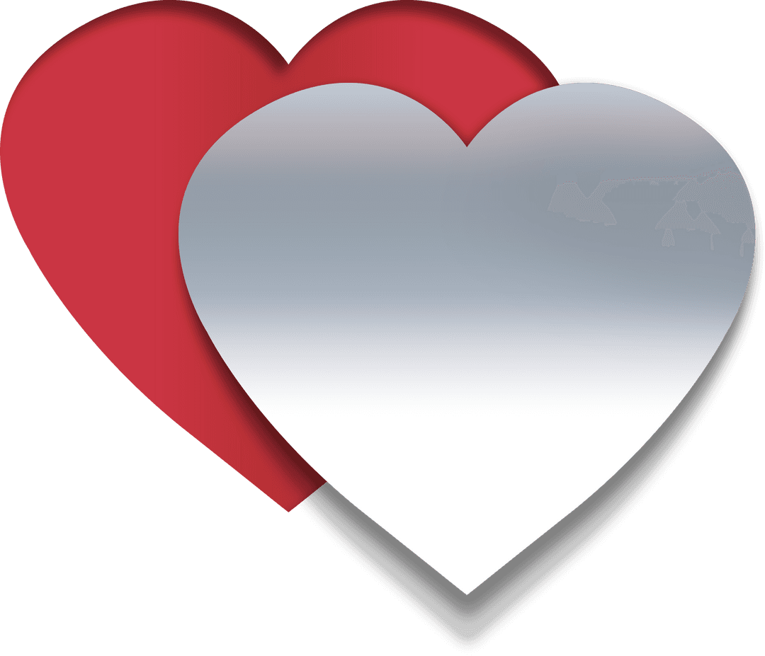 Red and Grey Hearts on Transparent Background for Love Projects