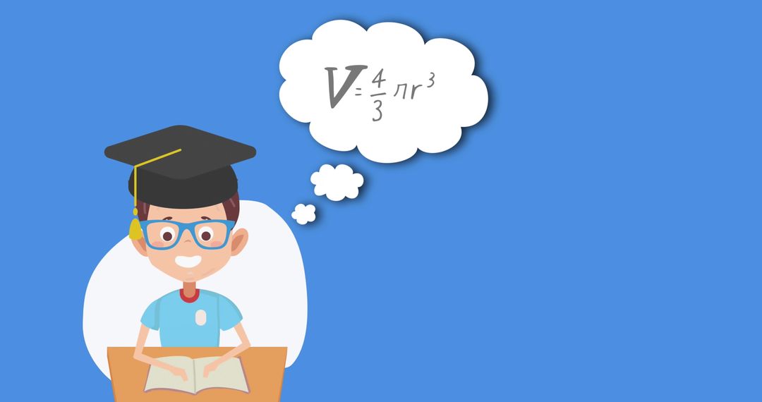 Graduated Boy Thinking About Math Formula