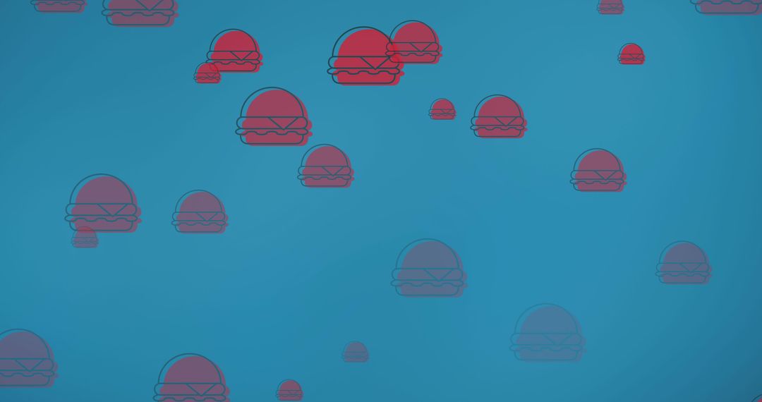 Floating Red Hamburger Pattern Against Blue Backdrop