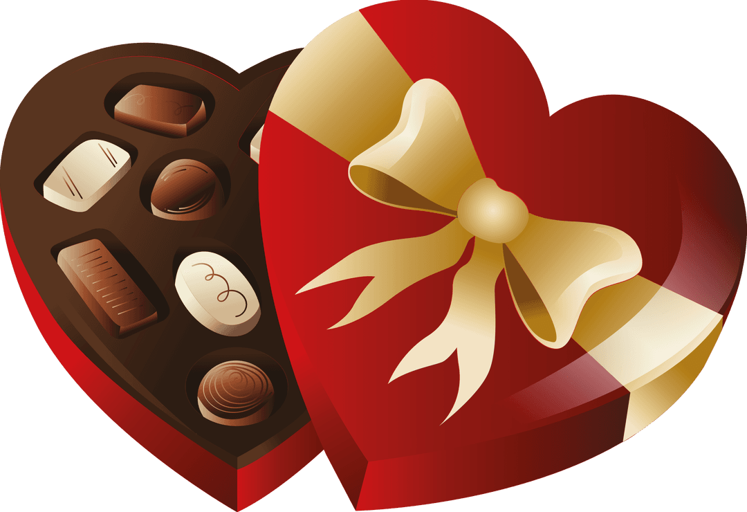 Transparent Heart Shaped Chocolate Box Illustration for Valentine's Day