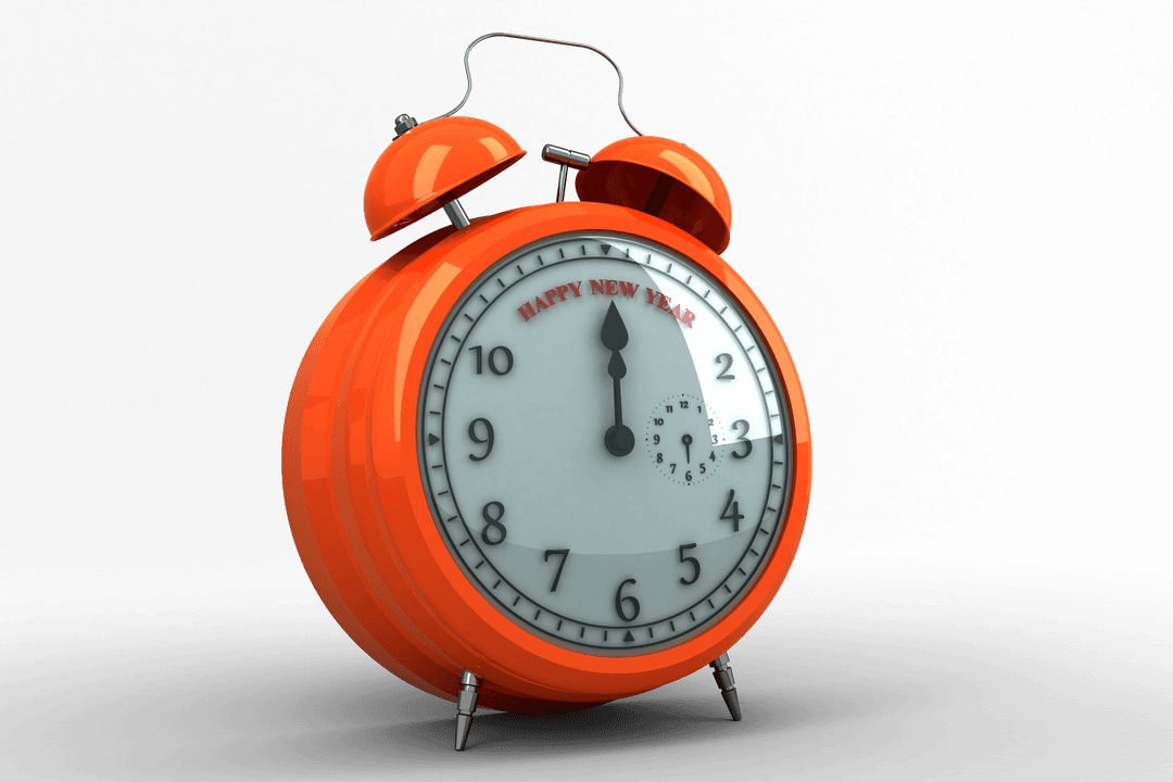 Transparent Orange New Year Themed Analog Clock Illustration