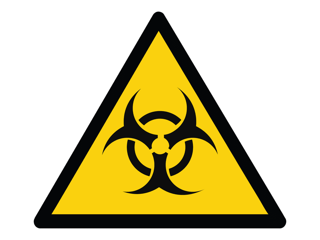 Yellow Biohazard Warning Sign on Transparent Background