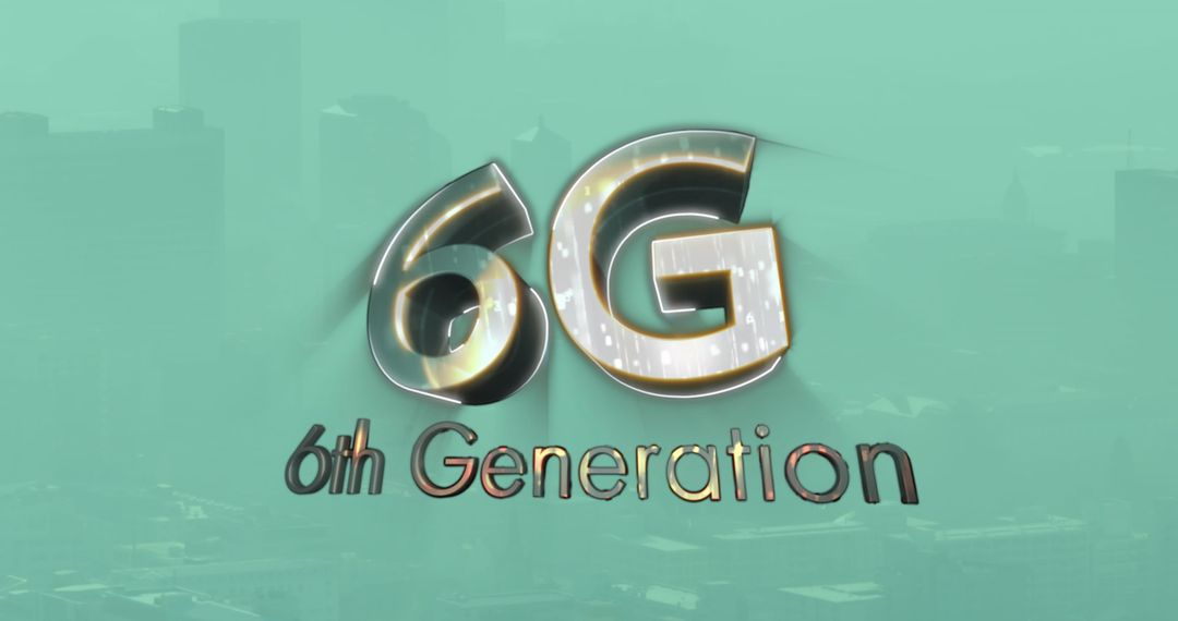 6G Text Overlay on Futuristic Cityscape Background