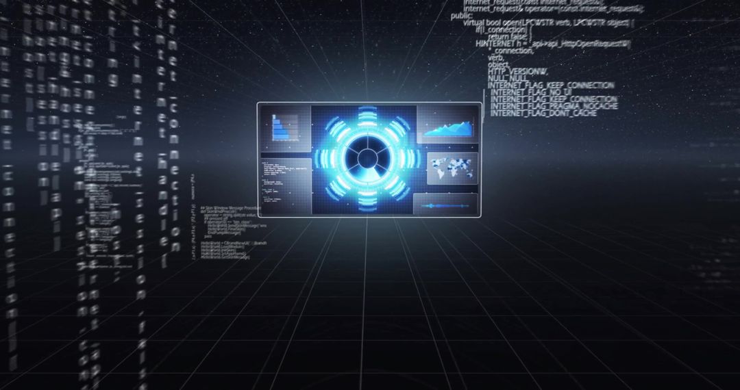 futuristic data visualization with glowing interface - Free Images, Stock Photos and Pictures on Pikwizard.com