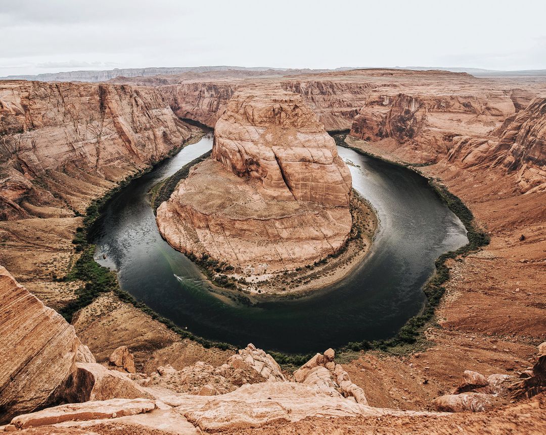 Aerial View of Horseshoe Bend on Colorado River in Arizona - Free Images, Stock Photos and Pictures on Pikwizard.com