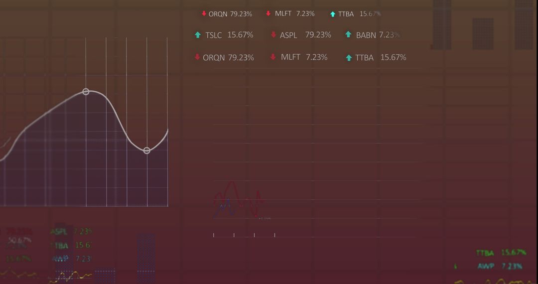 Digital Financial Data Processing Interface on Red Background