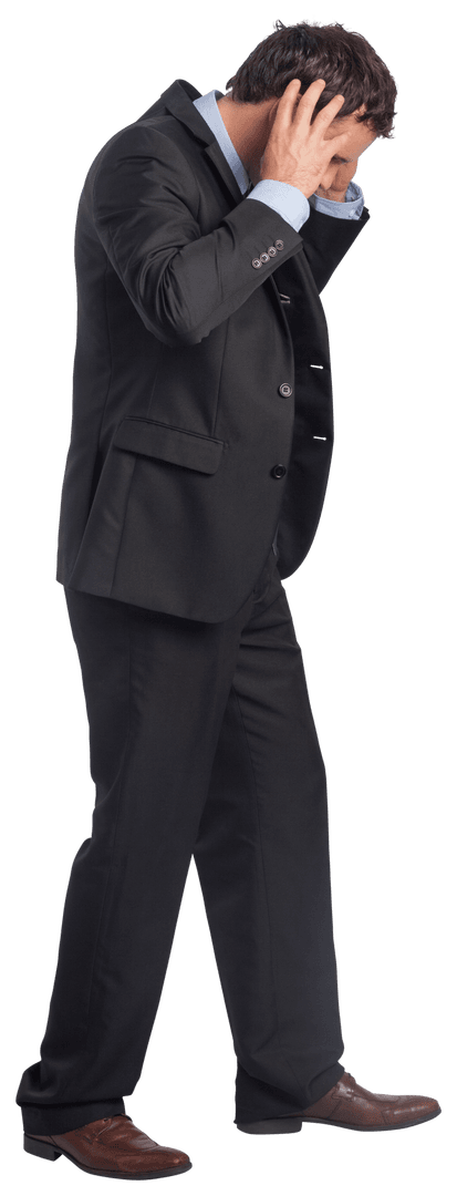 Transparent Businessman Experiencing Stress in Suit Static