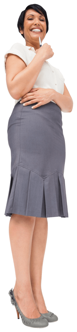 Smiling Hispanic Businesswoman in Professional Attire, Transparent Background