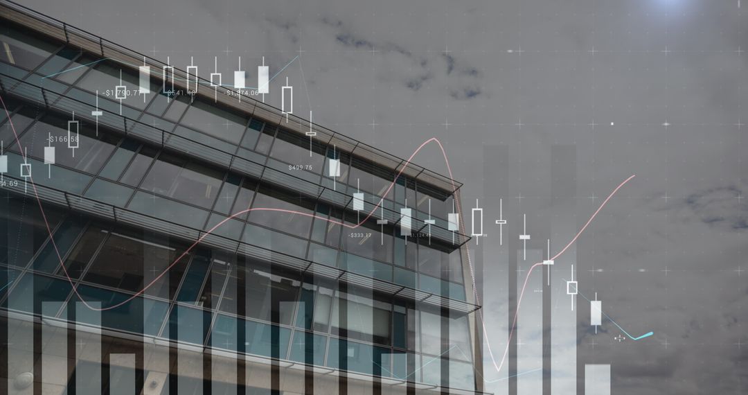 Financial Graph Overlays Modern Architecture Backdrop