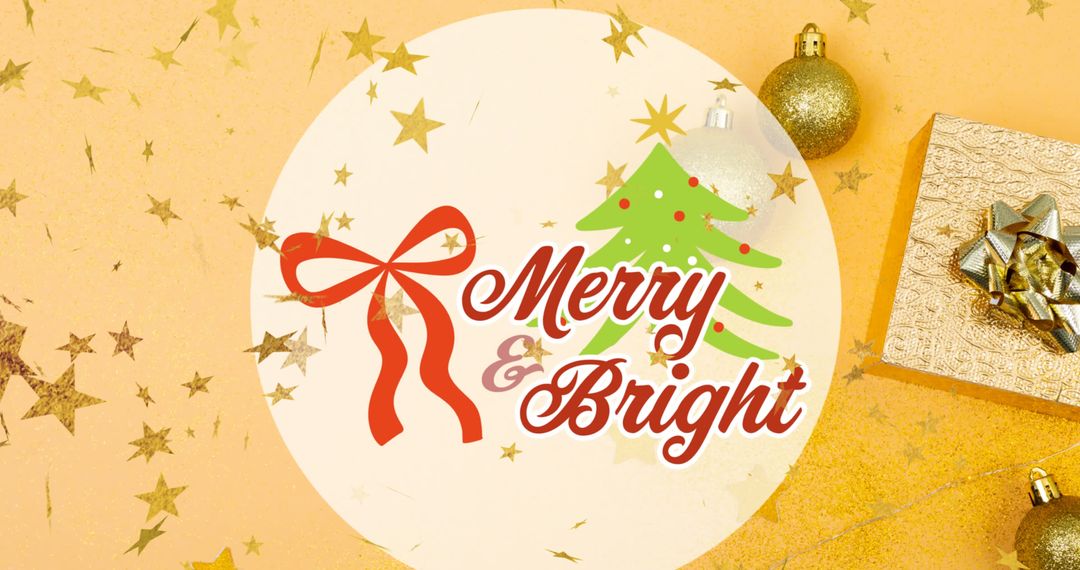 Merry and Bright Christmas Greeting with Festive Decorations