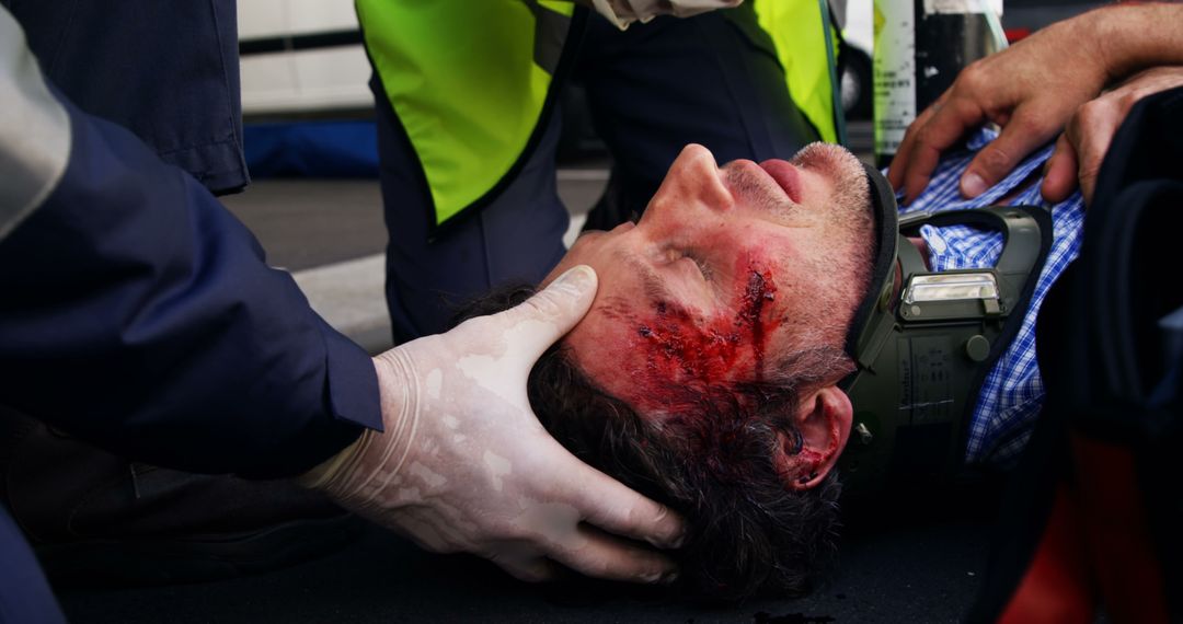 Emergency Medical Response to Injured Man with Head Trauma - Free Images, Stock Photos and Pictures on Pikwizard.com