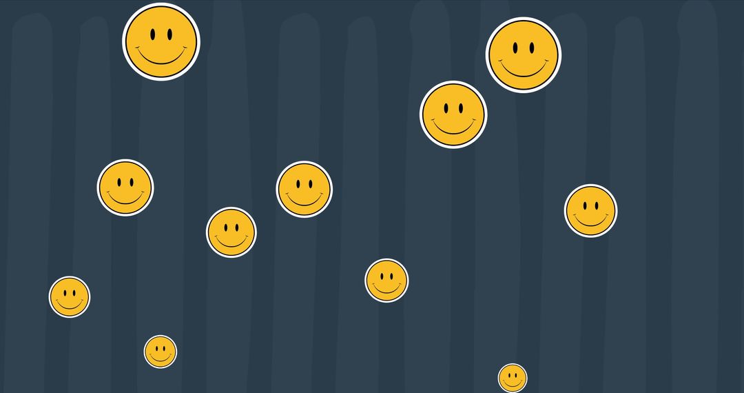 Floating Smile Icons on Dark Background Representing Online Interaction