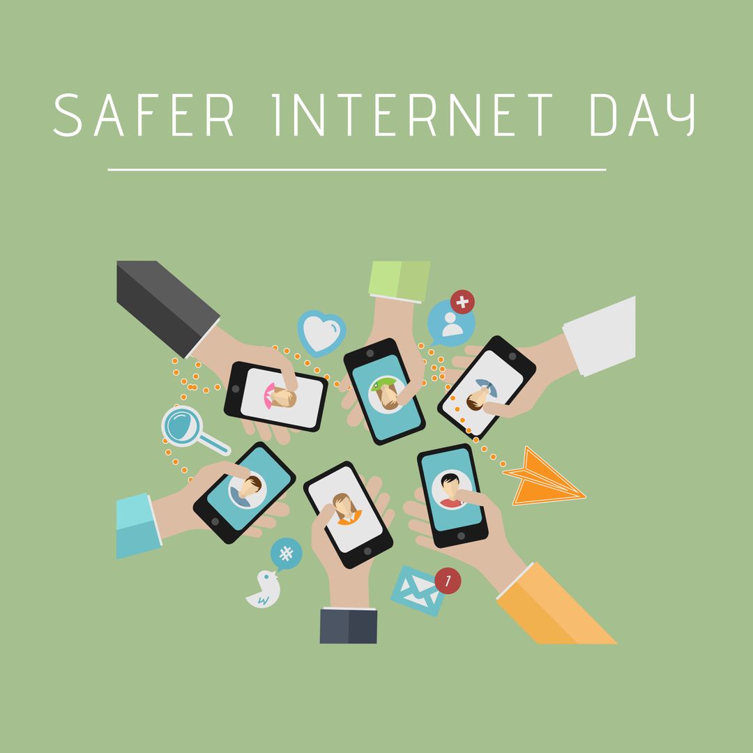Concept of Safer Internet Day with Connected Smartphones - Download Free Stock Images Pikwizard.com