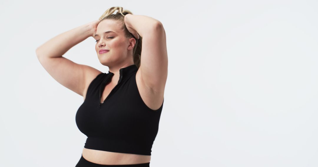 Confident Plus Size Woman Enjoying Dance with Joyful Expression