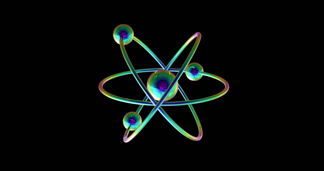 Glowing Atomic Structure on Black Background - Free Images, Stock Photos and Pictures on Pikwizard.com