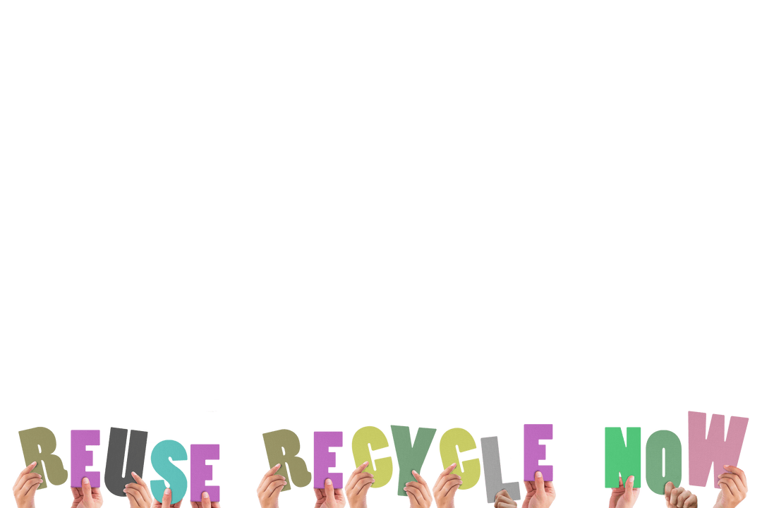 Hands Holding Reuse Recycle Now Text Transparent Background Illustration