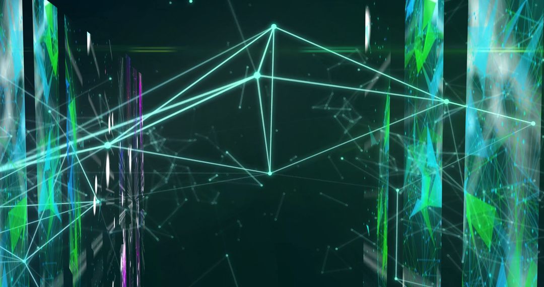Futuristic Data Network with Glowing Nodes and Lines