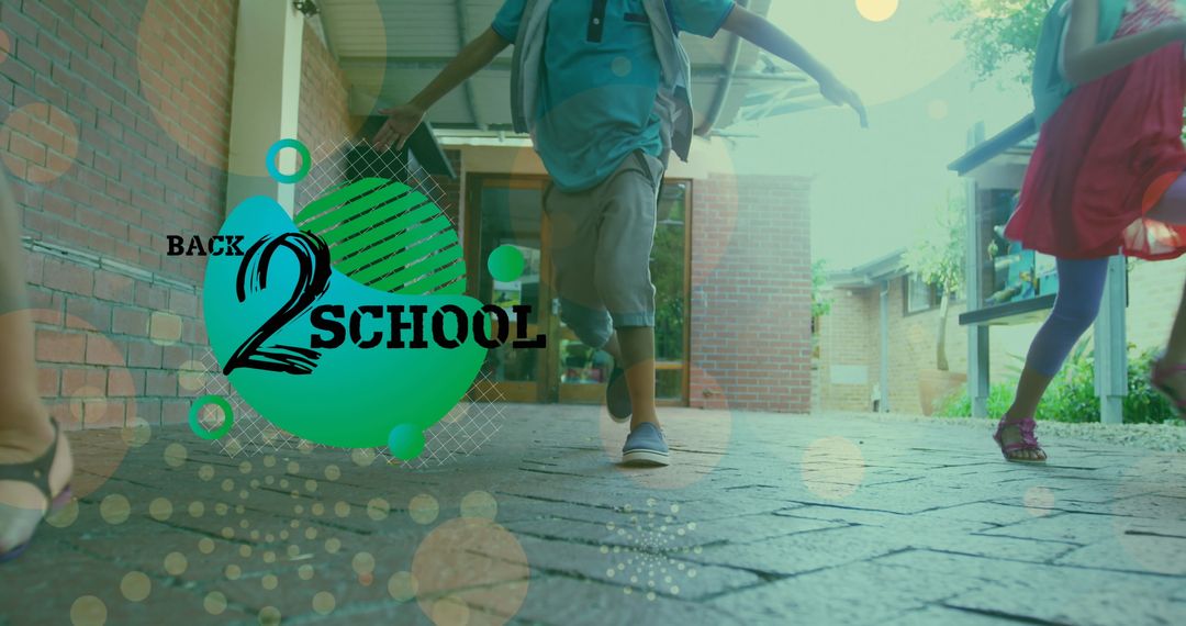 Enthusiastic Children Running Back to School