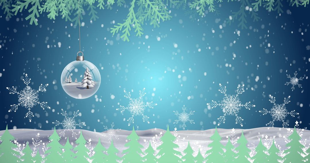 Festive Christmas Bauble and Falling Snow Backdrop