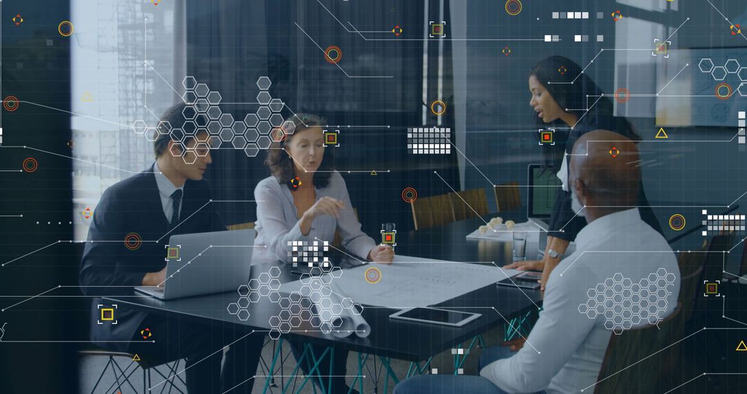 Diverse Business Team Analyzing Data and Digital Connections